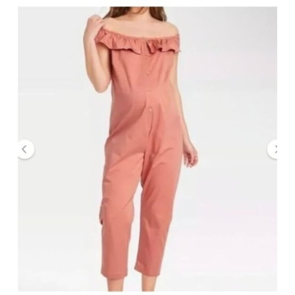 Hatch The Nines Jumpsuit Rust Pink Cotton Blend Size medium maternity new